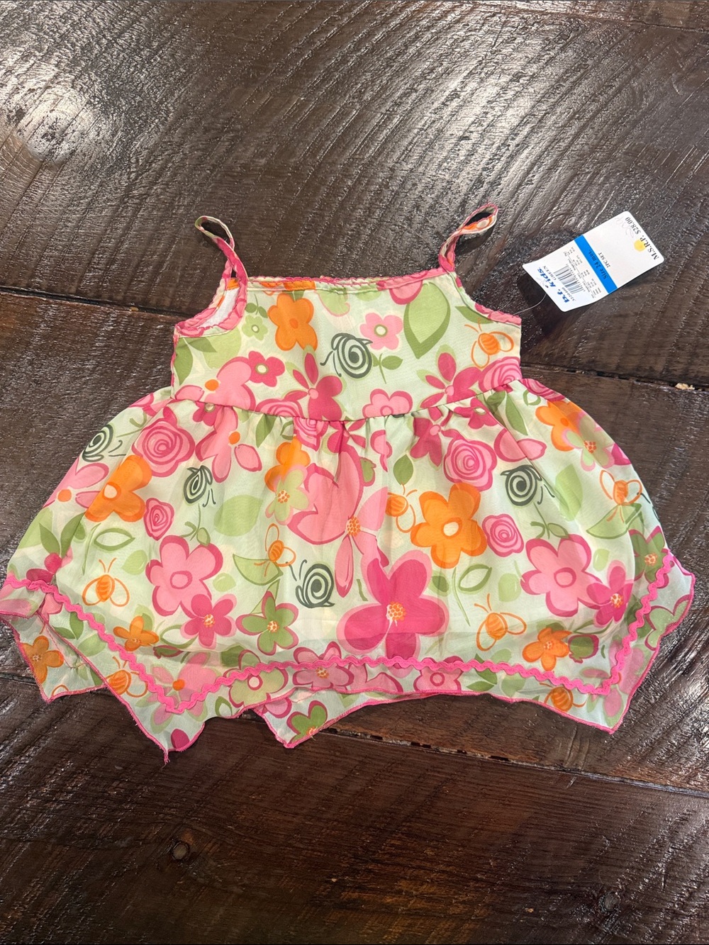 Floral Spaghetti-Strap Girls Top - Pink & Orange Floral